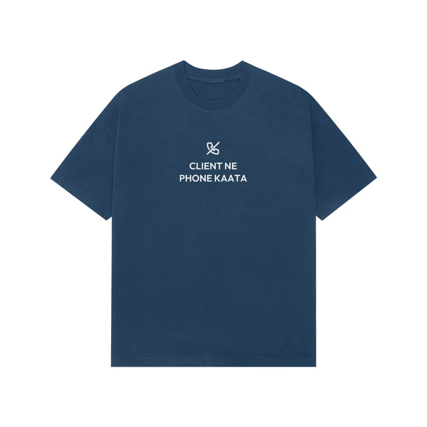 Client Ne Phone Kaata Oversized T-Shirt - Navy Blue