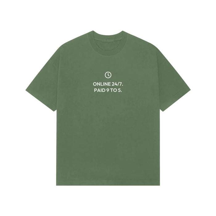 Online 24/7. Paid 9 To 5. Oversized T-Shirt