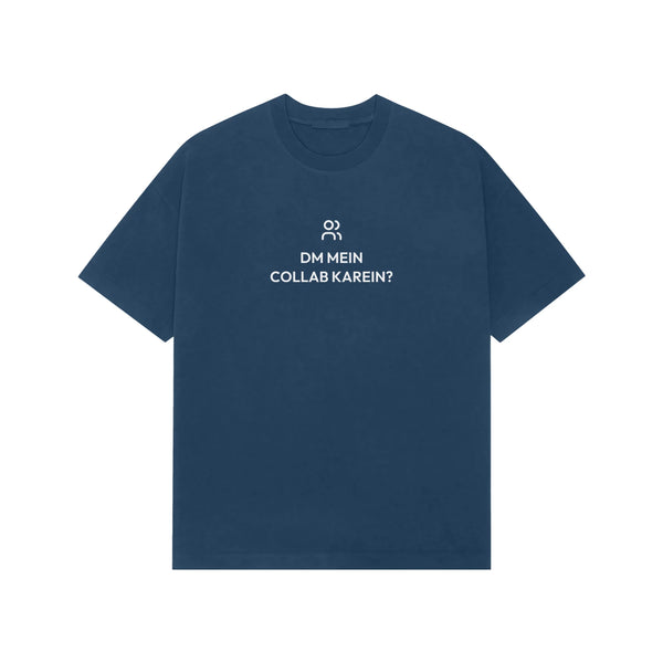 DM Mein Collab Karein? Oversized T-Shirt - Navy Blue