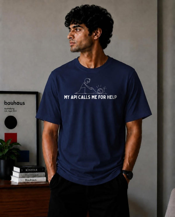 My API Calls Me For Help Oversized T-Shirt - Blue
