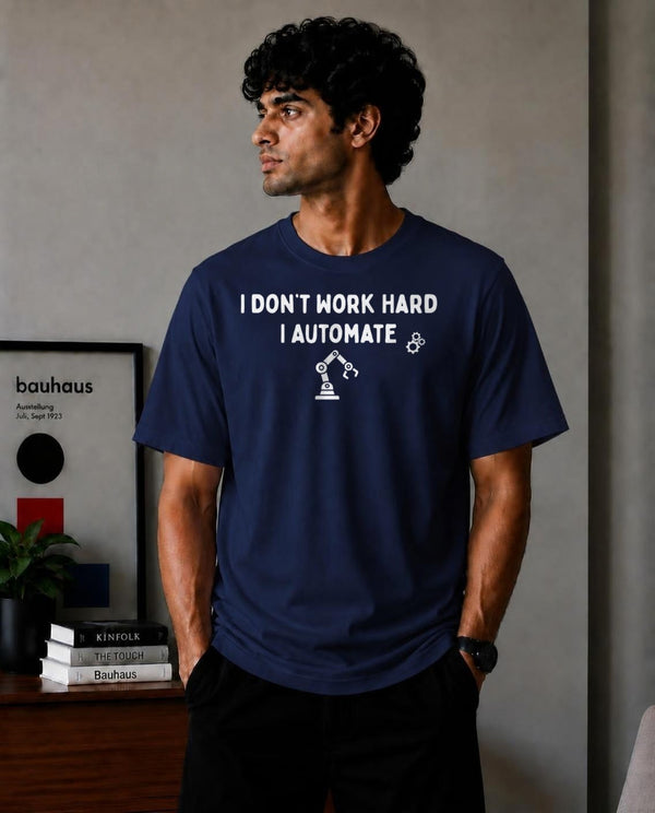 I Don't Work Hard Oversized T-Shirt - Blue
