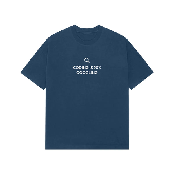 Coding Is 90% Googling oversized T-shirt in Blue