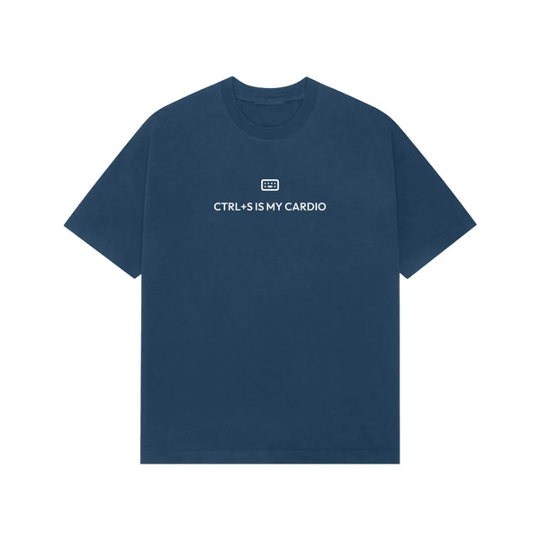 Ctrl+S Is My Cardio oversized T-shirt in Blue