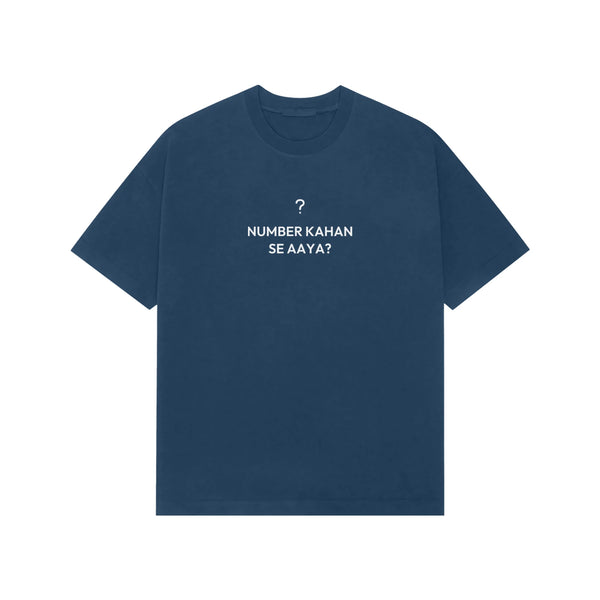 Number Kahan Se Aaya? oversized T-shirt in Blue