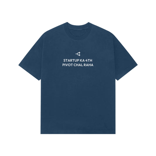 Startup Ka 4th Pivot Chal Raha Oversized T-Shirt - Navy Blue