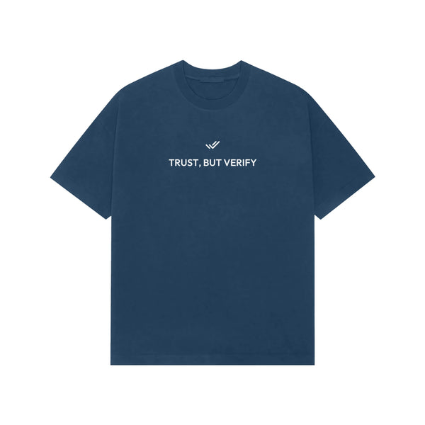 Trust, But Verify Oversized T-Shirt - Navy Blue
