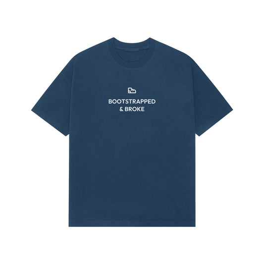 Bootstrapped & Broke Oversized T-Shirt - Navy Blue