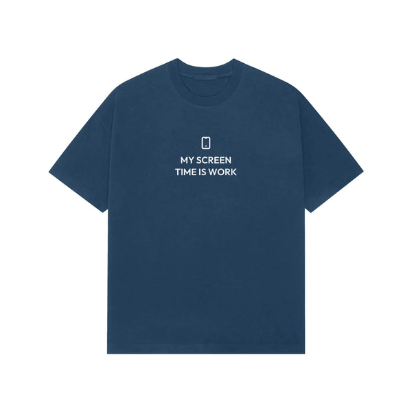 My Screen Time Is Work Oversized T-Shirt - Navy Blue
