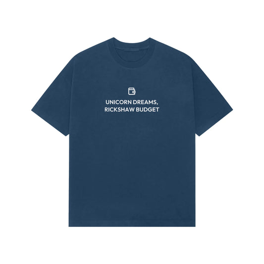 Unicorn Dreams, Rickshaw Budget Oversized T-Shirt - Navy Blue