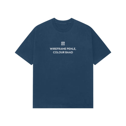 Wireframe Pehle, Colour Baad Oversized T-Shirt - Navy Blue