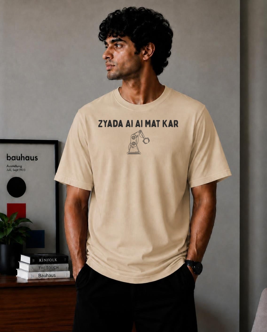 Zyada Ai Ai Mat Kar - Oversized T-shirt - Beige