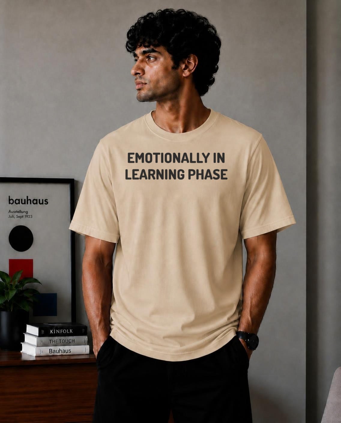 Emotionally In 
  Learning Phase Oversized T-Shirt - Beige