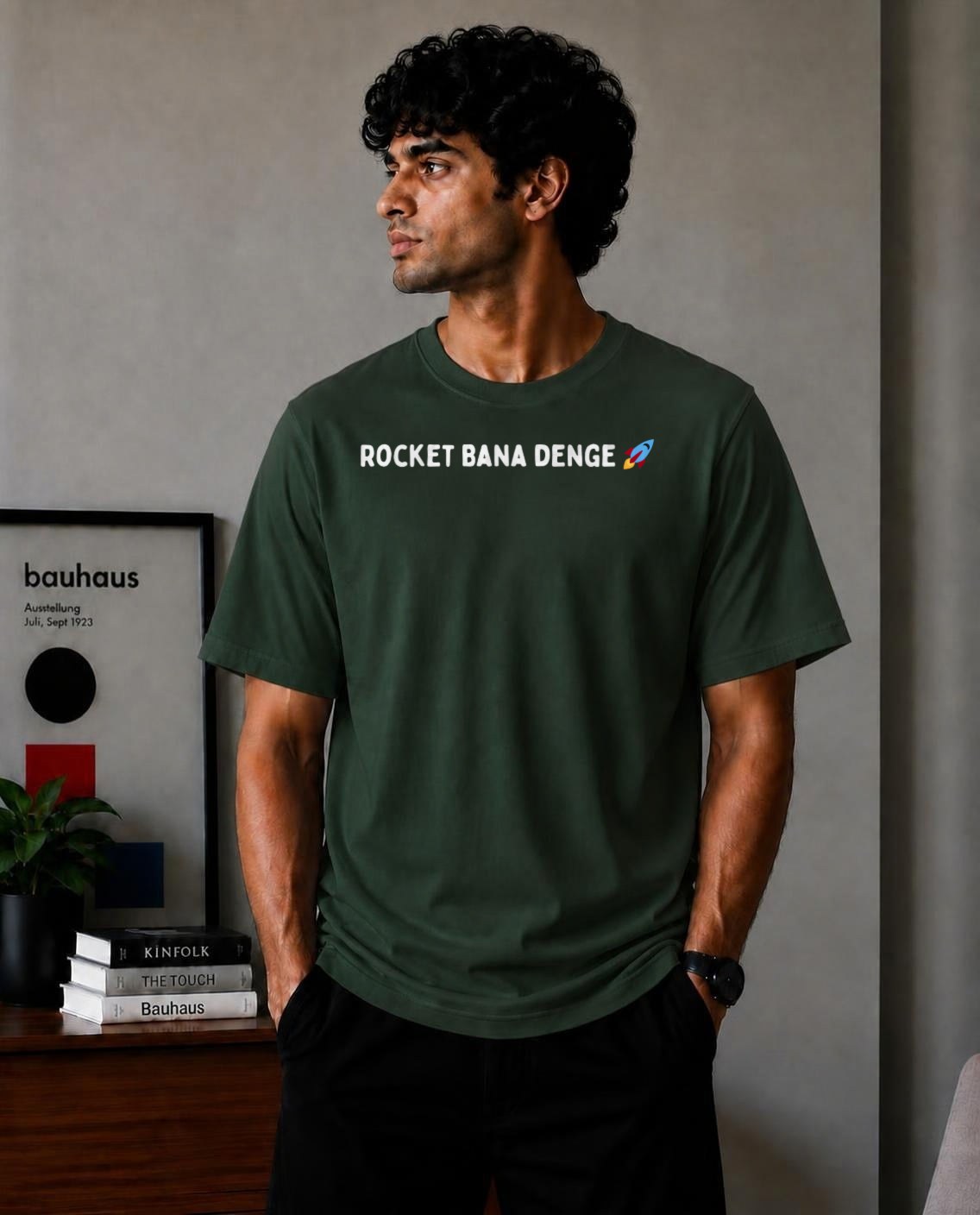 Rocket Bana Denge Oversized T-Shirt - Forest Green