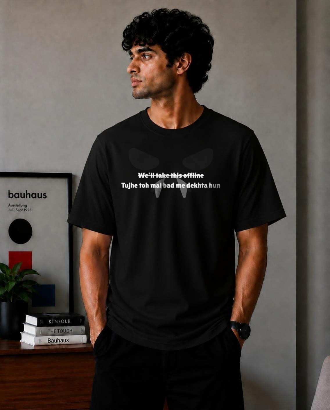 Stand up Slangs Funny Tee Oversized T-Shirt - Black