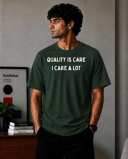 Quality is Care oversized t-shirt in Forest Green – Cykotees