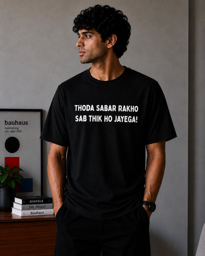 Thoda Sabar Rakho regular-fit t-shirt in Black – Cykotees