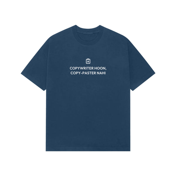 Copywriter Hoon, Copy-Paster Nahi oversized T-shirt in Blue