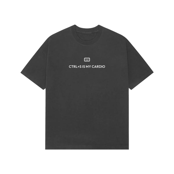 Ctrl+S Is My Cardio oversized T-shirt in Black