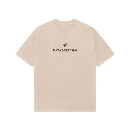 Data Bolta Hai oversized T-shirt in Beige