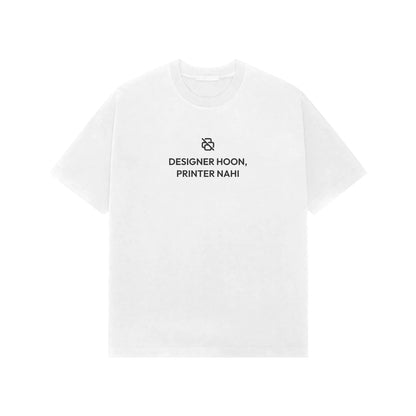 Designer Hoon, Printer Nahi oversized T-shirt in White