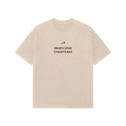 Graph Upar Chahiye Bas oversized T-shirt in Beige