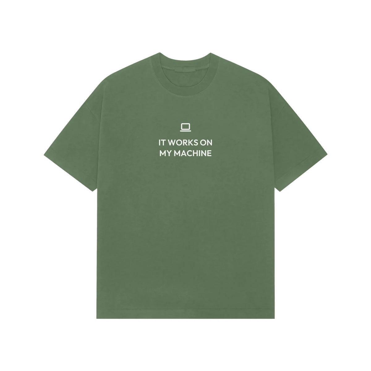 It Works On My Machine oversized T-shirt in Forest Green