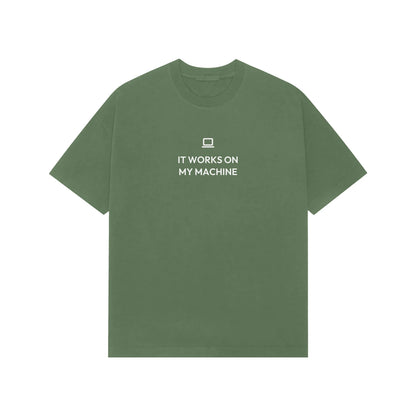 It Works On My Machine oversized T-shirt in Forest Green