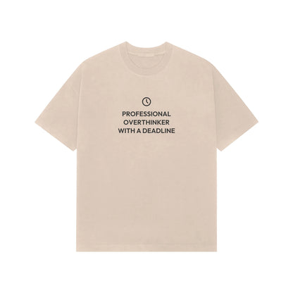 Professional Overthinker With A Deadline oversized T-shirt in Beige