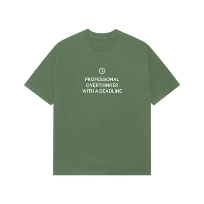 Professional Overthinker With A Deadline oversized T-shirt in Forest Green