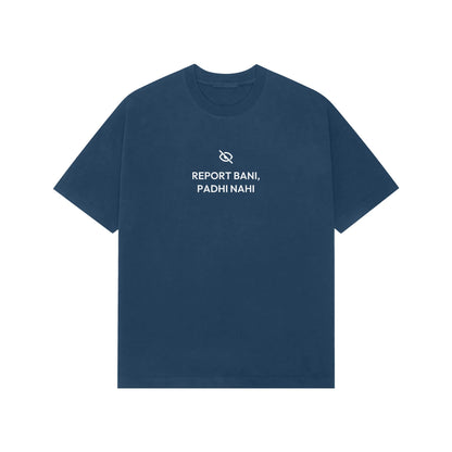 Report Bani, Padhi Nahi oversized T-shirt in Blue