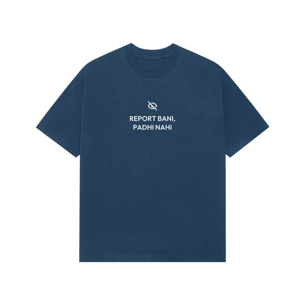 Report Bani, Padhi Nahi oversized T-shirt in Blue