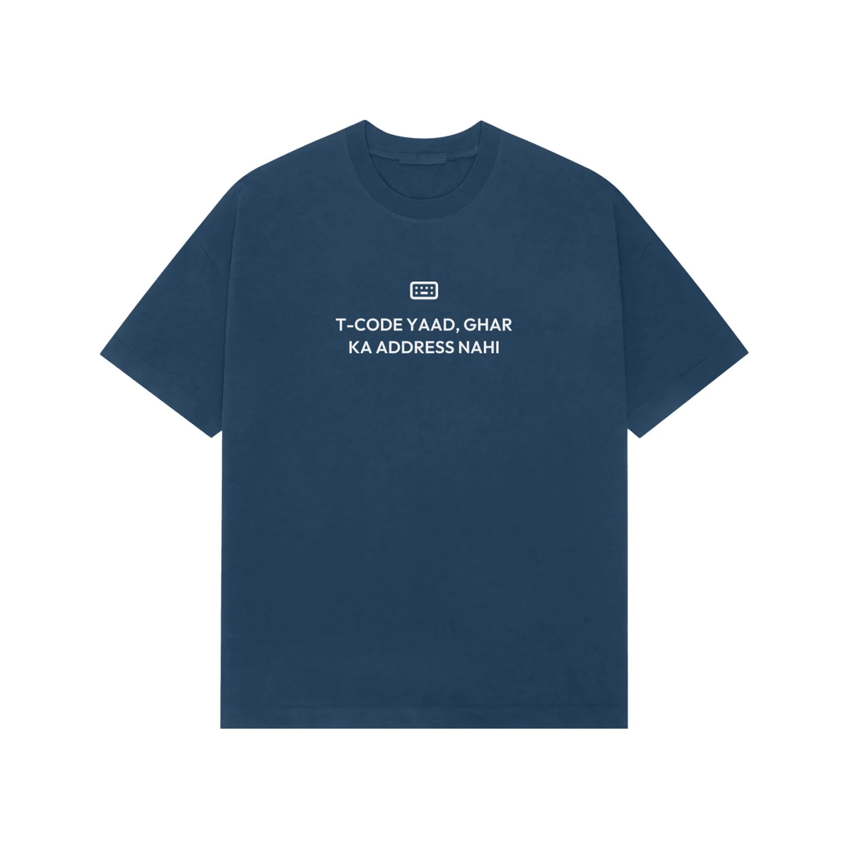 T-Code Yaad, Ghar Ka Address Nahi oversized T-shirt in Blue