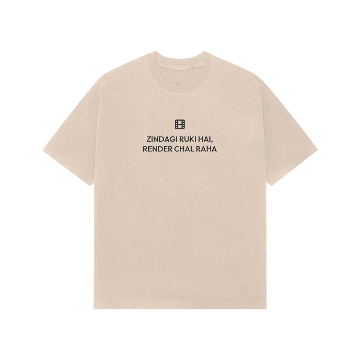 Zindagi Ruki Hai, Render Chal Raha oversized T-shirt in Beige
