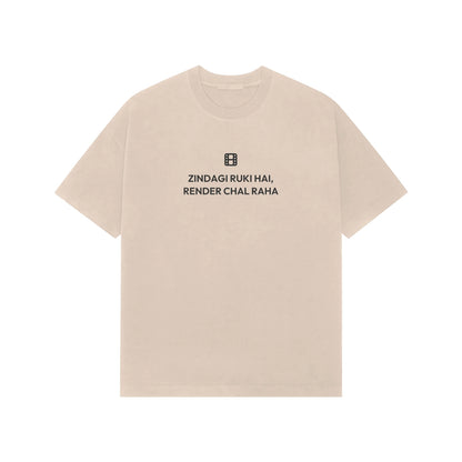 Zindagi Ruki Hai, Render Chal Raha oversized T-shirt in Beige
