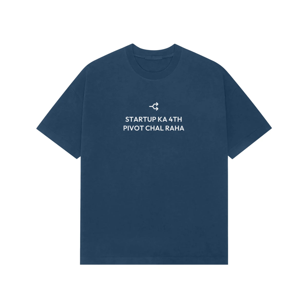 Startup Ka 4th Pivot Chal Raha Oversized T-Shirt - Navy Blue