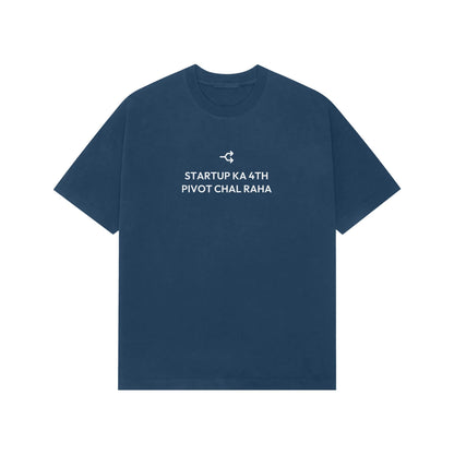 Startup Ka 4th Pivot Chal Raha Oversized T-Shirt - Navy Blue