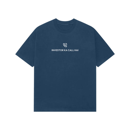 Investor Ka Call Hai Oversized T-Shirt - Navy Blue