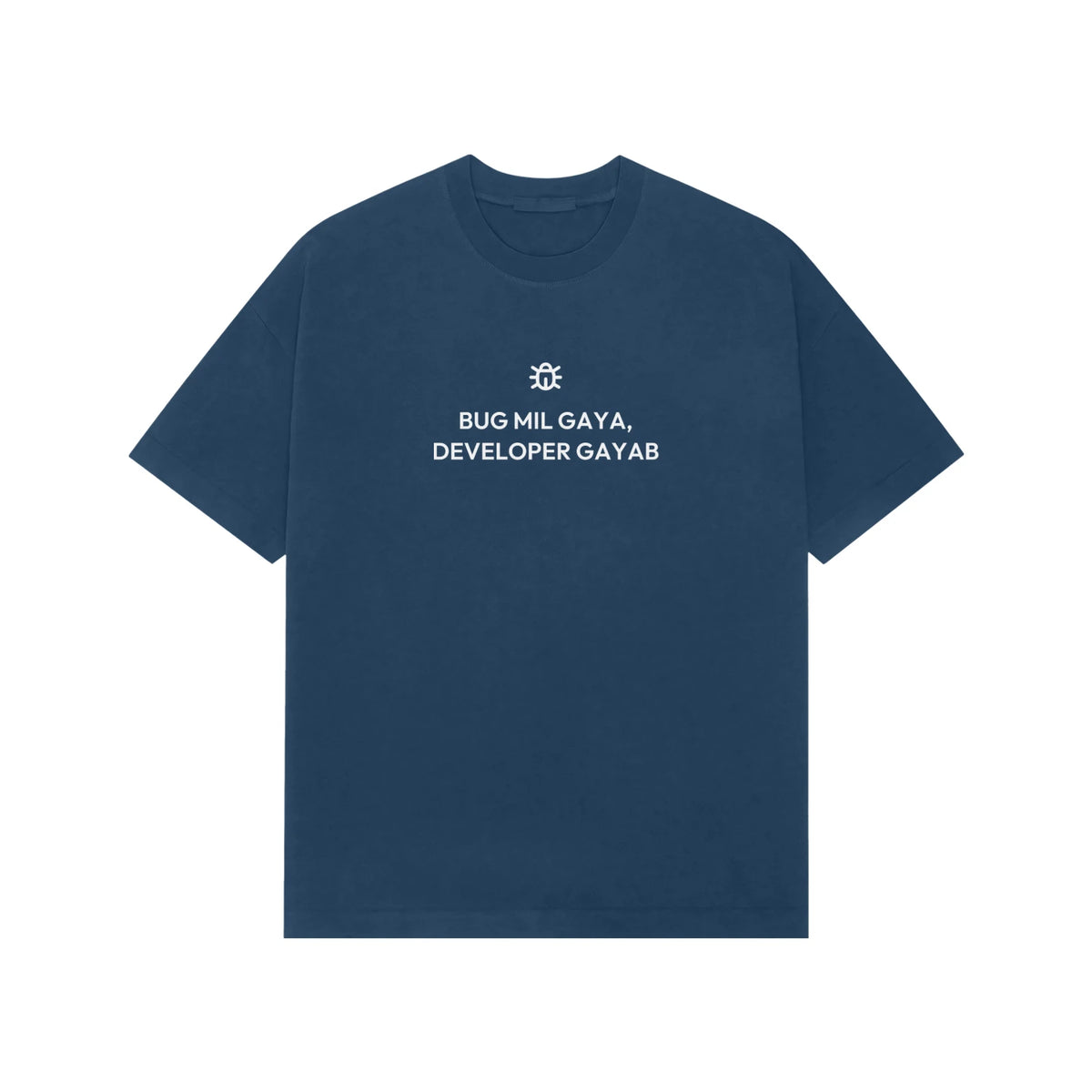 Bug Mil Gaya, Developer Gayab Oversized T-Shirt - Navy Blue